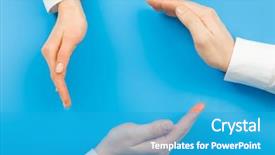  Presentation with human robot hands - Cool new presentation with business ecosystem - conceptual circle made from human backdrop and a teal colored foreground