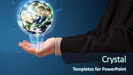  Presentation with business ecosystem - PPT layouts featuring business ecosystem - young businessman holding in his background and a ocean colored foreground