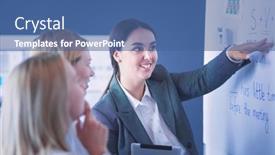  Presentation with education - Slide deck with business-education-and-office-concept background and a ocean colored foreground