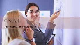  Presentation with education - Slide set featuring business-education-and-office-concept background and a coral colored foreground