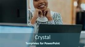  Presentation with business office desk - PPT theme having business-education-and-office-concept background and a ocean colored foreground