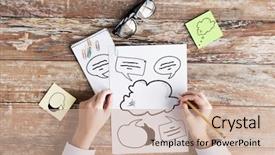  Presentation with eyeglasses - Beautiful PPT theme featuring business education and people concept backdrop and a coral colored foreground