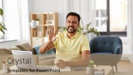  Presentation with business calculator - Beautiful slide deck featuring business-education-and-remote-job backdrop and a coral colored foreground