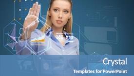  Presentation with technology education - Colorful presentation enhanced with business education and technology concept backdrop and a teal colored foreground