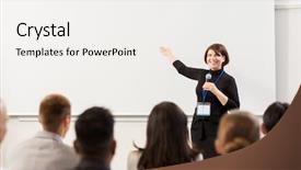  Presentation with people talking - PPT theme featuring business education and people concept background and a white colored foreground