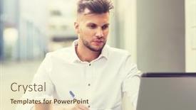  Presentation with education technology - PPT theme consisting of business-education-technology-and-people background and a cream colored foreground