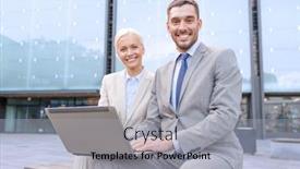  Presentation with technology education - Amazing theme having business education technology and people concept - smiling businesspeople working with laptop computer on city street backdrop and a light gray colored foreground