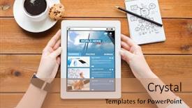  Presentation with education technology - Slide set consisting of business education technology and people background and a coral colored foreground