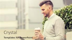  Presentation with man sitting bench - Theme enhanced with business-education-technology-communication background and a soft green colored foreground