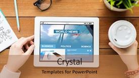  Presentation with mass media - Beautiful presentation theme featuring business education technology people backdrop and a red colored foreground