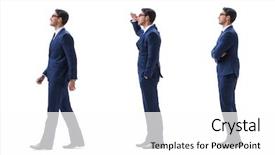  Presentation with walking - Slides consisting of business elegant motion - businessman walking standing side view background and a white colored foreground