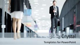  Presentation with gyroscope - PPT layouts having business elegant motion - busy young agent in suit background and a light blue colored foreground