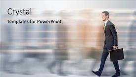  Presentation with people lost money fired businessman - Presentation theme with business elegant motion - young businessman with briefcase hurry background and a light gray colored foreground