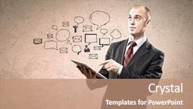  Presentation with holding hands - Slide deck consisting of business email - image of businessman holding ipad background and a coral colored foreground