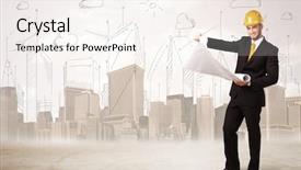  Presentation with civil engineer - Amazing slides having business engineer planing at construction backdrop and a sky blue colored foreground