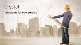  Presentation with civil engineer - Amazing presentation having business engineer planing at construction backdrop and a sky blue colored foreground