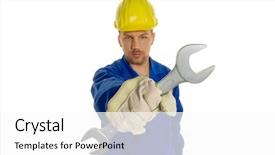  Presentation with hand tools - PPT theme with  background and a  colored foreground