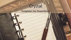  Presentation with empty - Amazing presentation theme having business essentials - luxurious rollerball pen and empty backdrop and a coral colored foreground