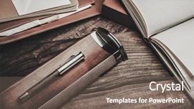  Presentation with tools - Presentation theme featuring business essentials - luxurious writing tools background and a gray colored foreground