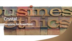  Presentation with business ethics - Colorful PPT theme enhanced with business ethics concept - words backdrop and a tawny brown colored foreground