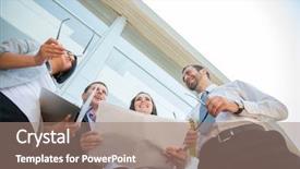  Presentation with successful - Colorful slide set enhanced with business executive review - happy successful engineers at work backdrop and a  colored foreground