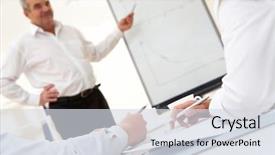  Presentation with business review - Beautiful presentation theme featuring business executive review - photo of human hands backdrop and a sky blue colored foreground