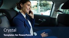  Presentation with car business - Colorful slide set enhanced with life skills communication - business executive talking on mobile backdrop and a navy blue colored foreground