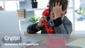  Presentation with executive business negotiation skills - Amazing slide set having business executive talking on phone backdrop and a  colored foreground