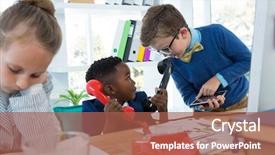  Presentation with executive - Audience pleasing presentation consisting of business executive talking on phone backdrop and a red colored foreground