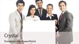  Presentation with executive business negotiation skills - Audience pleasing presentation design consisting of business executives holding a placard backdrop and a lemonade colored foreground