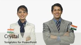  Presentation with india pakistan flags - PPT layouts enhanced with business executives holding indian flags background and a light gray colored foreground