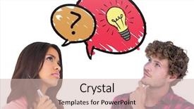  Presentation with general business - Presentation design enhanced with business executives looking at question background and a soft green colored foreground