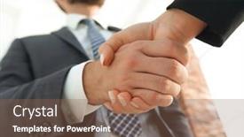  Presentation with joint - Audience pleasing presentation design consisting of business-executives-to-congratulate backdrop and a violet colored foreground