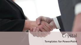  Presentation with joint - Theme having business-executives-to-congratulate background and a soft green colored foreground