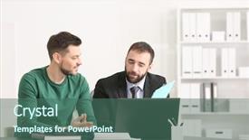  Presentation with office ergonomics man worker exercising - Audience pleasing theme consisting of business expert advice concept - businessman consulting young man backdrop and a ocean colored foreground