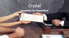  Presentation with notary - PPT theme with business expert advice concept - notary with client in office background and a gray colored foreground