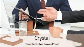  Presentation with notary - Presentation theme enhanced with business expert advice concept - notary working with client background and a lemonade colored foreground