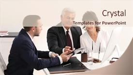  Presentation with notary - Cool new presentation design with business expert advice concept - senior couple at notary office backdrop and a lemonade colored foreground