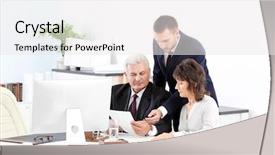  Presentation with senior couple - Slide deck consisting of business expert advice concept - senior couple at notary office background and a white colored foreground