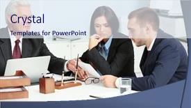  Presentation with notary - Cool new presentation with business expert advice concept - young couple with notary backdrop and a sky blue colored foreground