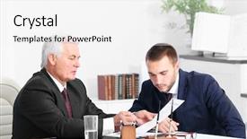  Presentation with notary - Audience pleasing presentation consisting of business expert advice concept - young man with notary backdrop and a white colored foreground