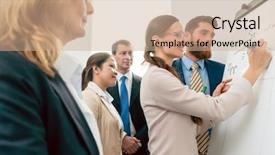  Presentation with company swot - PPT layouts enhanced with business expert conducting a swot background and a coral colored foreground