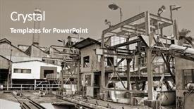  Presentation with buildings - Cool new theme with business external environment - architecture of industrial factory exterior backdrop and a gray colored foreground