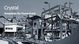  Presentation with industrial - Slide deck enhanced with business external environment - discard industrial factory building exterior background and a gray colored foreground
