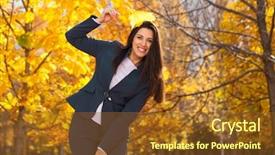  Presentation with autumn blue - PPT theme consisting of business eygpt - happy successful arab businesswoman background and a tawny brown colored foreground