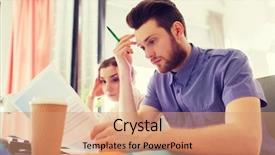  Presentation with entrepreneur - PPT theme with business fail stress startup background and a coral colored foreground