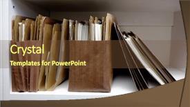  Presentation with files - Audience pleasing presentation design consisting of business files in boxes folders backdrop and a tawny brown colored foreground