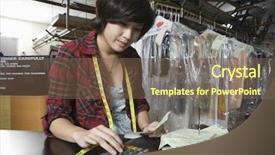  Presentation with female weightlifitng - Beautiful presentation theme featuring business finance - female owner using calculator while backdrop and a violet colored foreground