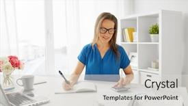  Presentation with courier business finance analysis - Slides with business finance and accounting concept background and a light gray colored foreground