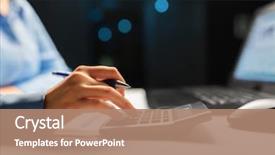  Presentation with business calculator - PPT theme featuring business finance and accounting concept background and a coral colored foreground